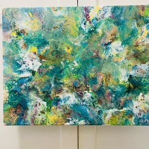 Art peace 16 x 20 original one of a kind art piece. Paint Pour! Gorgeous colors.